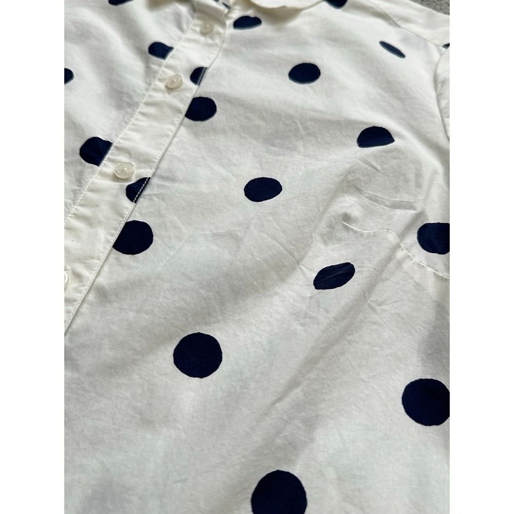 Polka Dot Button Up Shirt Boden Classic White Navy Preppy Cotton 6R - Picture 5 of 8
